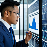 A professional Malaysian insurance broker, fully clothed in a modest business suit, is intently interacting with a transparent digital screen in a modern, high-tech office. The screen displays complex AI-driven data visualizations and predictive analytics for risk assessment. The broker holds a digital pen, demonstrating expertise and precision. The background features blurred modern office architecture, suggesting innovation and efficiency. The image conveys a sense of cutting-edge technology applied to personalized service. Perfect anatomy, correct proportions, well-formed hands, natural body proportions, natural pose. Safe for work, appropriate content, fully clothed, professional, high quality, professional photography.