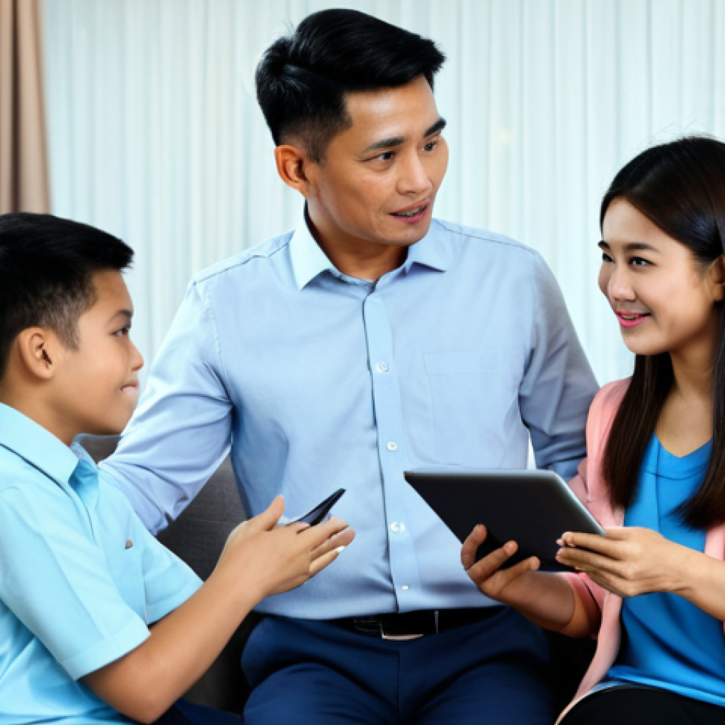 Insurance Agent Consultation**

"A professional insurance agent in appropriate attire, fully clothed, is advising a young couple in their living room. The scene showcases a modest and comfortable home interior in Malaysia. The agent is explaining insurance policies using a tablet. Safe for work, appropriate content, perfect anatomy, natural proportions, family-friendly, professional photography, high quality."

**