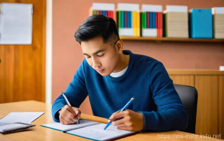 보험중개사 시험 전날 준비해야 할 사항 - **Prompt:** A focused and determined young adult (20s-30s, Southeast Asian, diverse ethnicity, e.g.,...