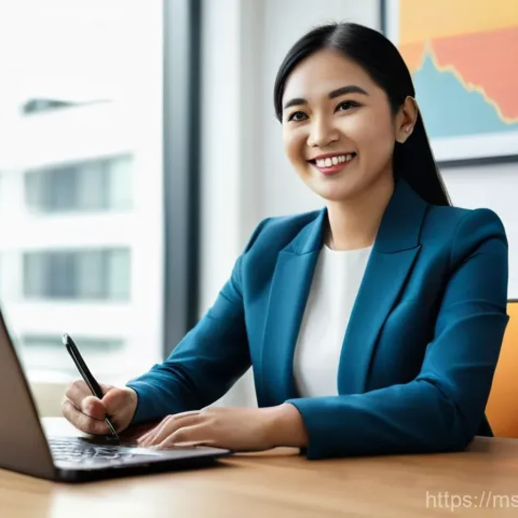 보험중개사와 관련된 최신 테크놀로지 분석 - **Prompt:** "A modern Malaysian female insurance broker, in her early 30s, dressed in a smart blazer...