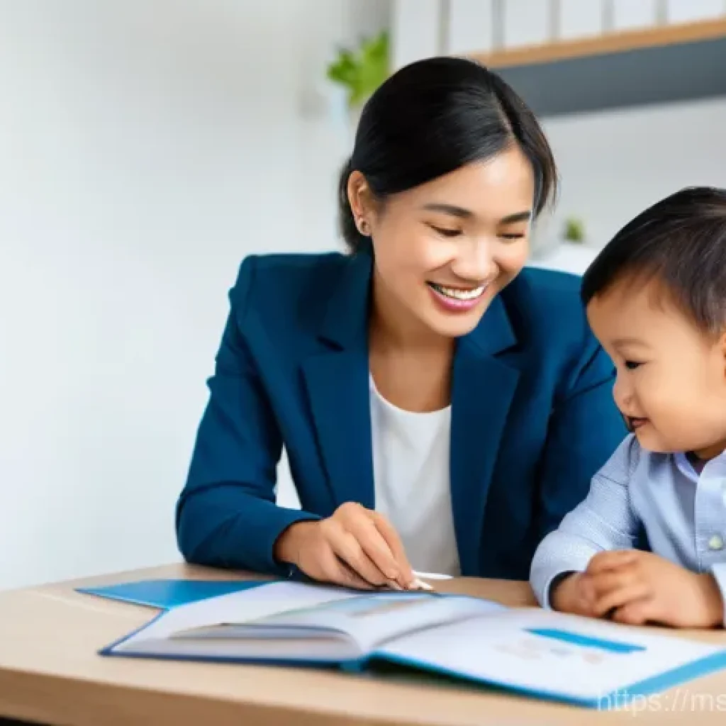 보험중개사와 관련된 최신 보험 산업 동향 - **Image Prompt:** A modern Malaysian insurance broker, a woman in her late 30s wearing a smart but a...