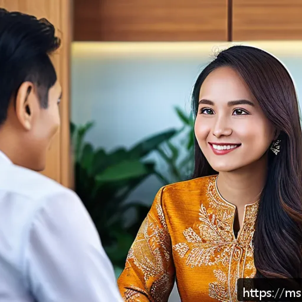 보험중개사와 관련된 동기 부여 영상 추천 - A professional Malaysian insurance agent in a modern office setting, engaging warmly with a middle-a...