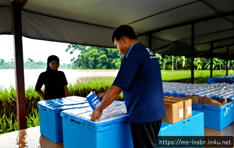 Home 17 보험중개사로서의 사회적 공헌 사례 - Photorealistic Malaysian insurance broker volunteering at a community flood-relief center, warmly as...